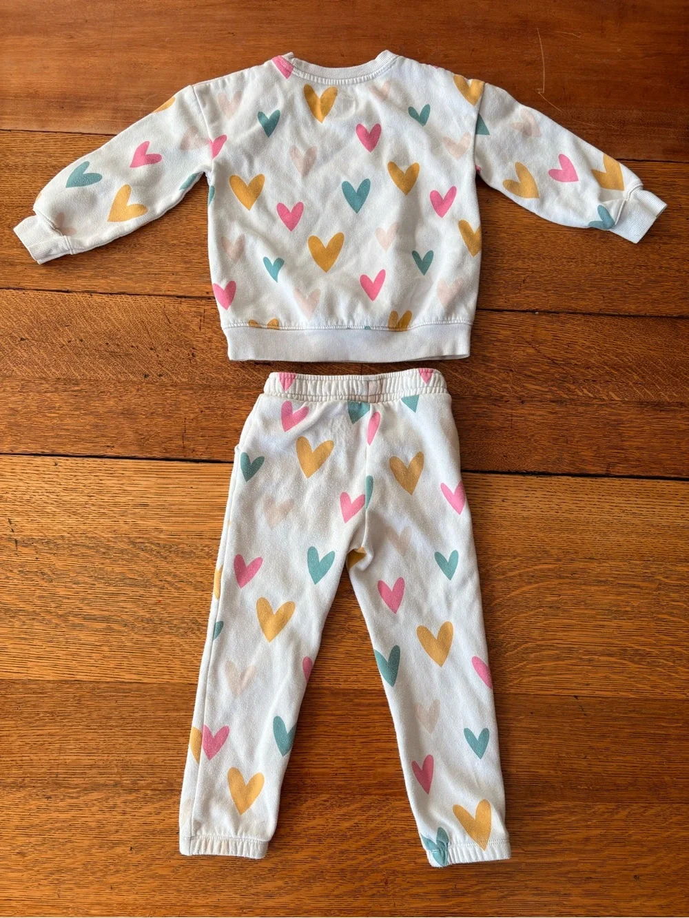 Cat & Jack Cream Heart Sweatshirt and Joggers - Pink, Yellow & Teal